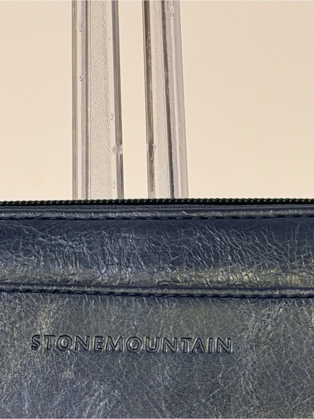 Stone Mountain Leather Wallet in Navy and Tan Color